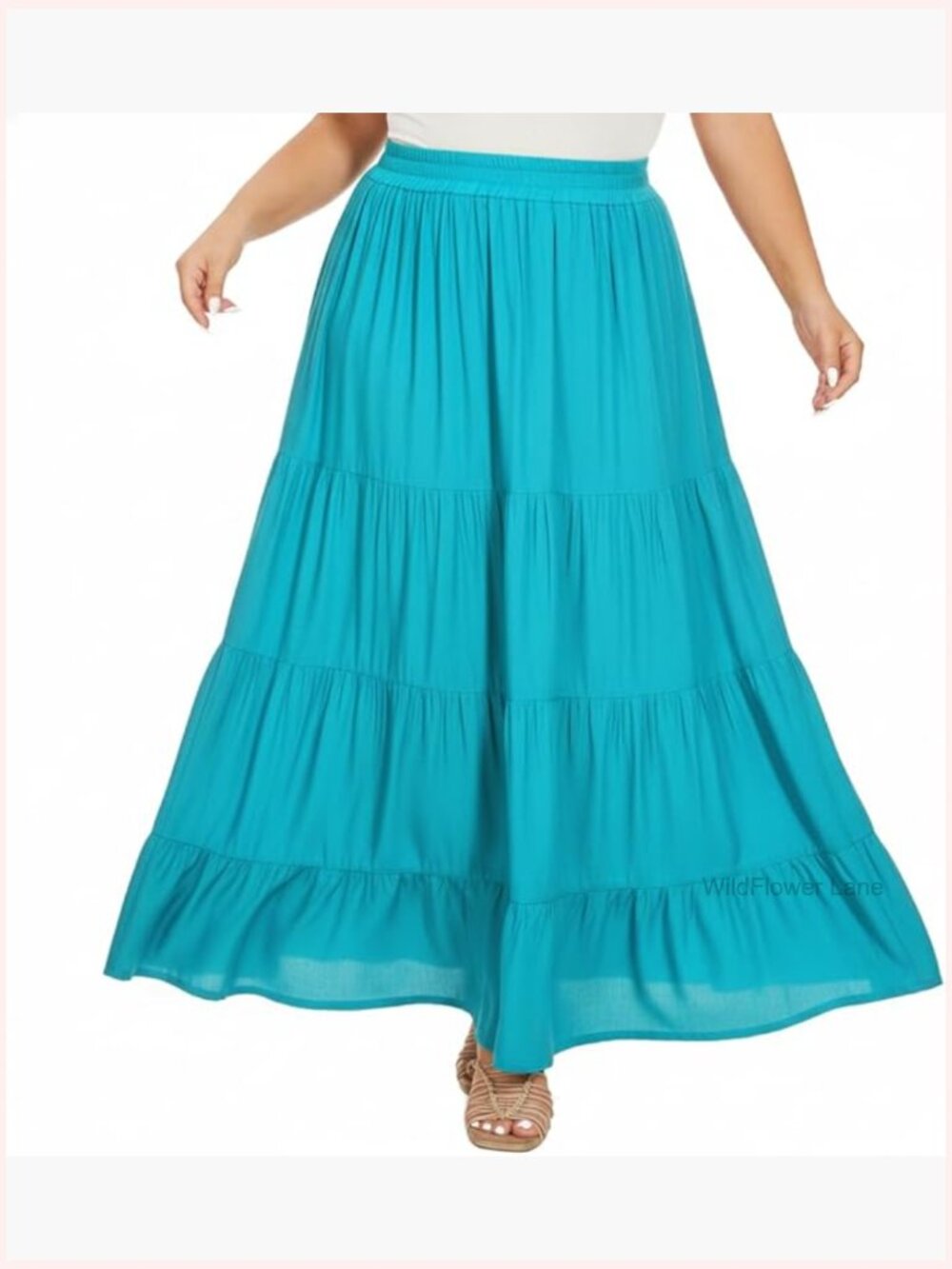 Womens Boho A Line Long Maxi Tiered Peasant Skirt Plus Size XL-3X